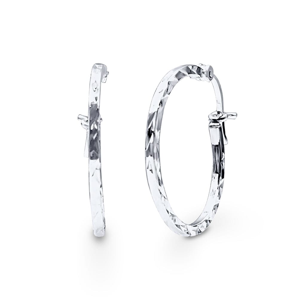 Diamond Cut Hoop Earrings in Sterling Silver Bevilles Jewellers 