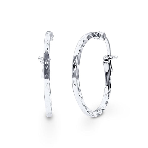 Diamond Cut Hoop Earrings in Sterling Silver Bevilles Jewellers 