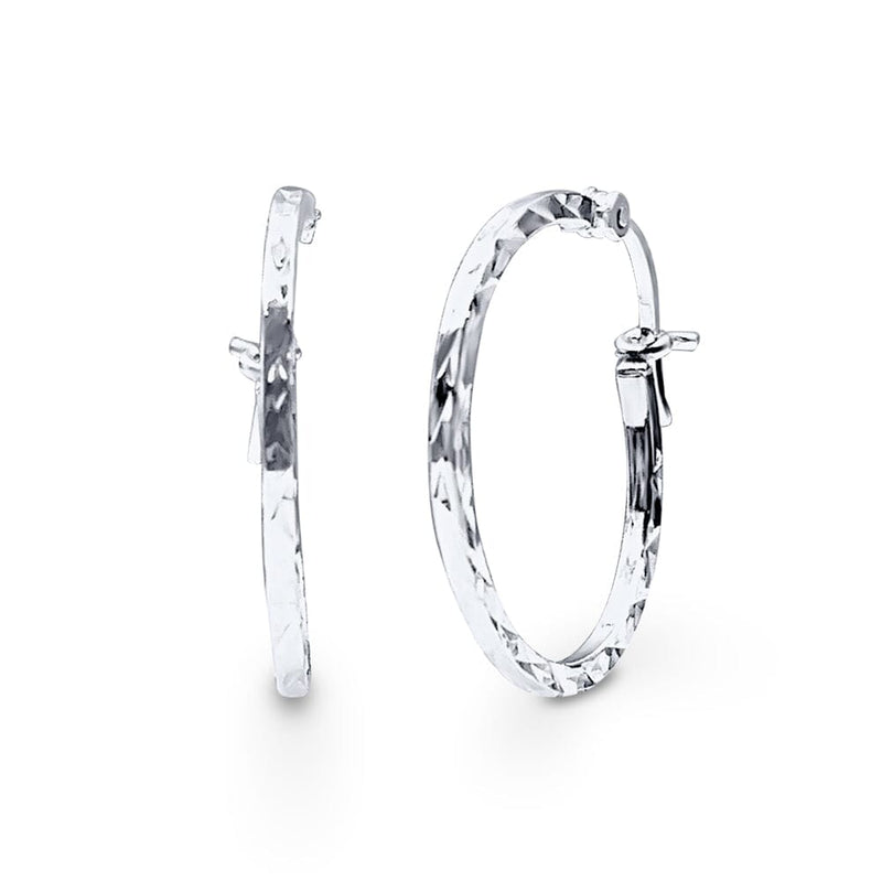 Diamond Cut Hoop Earrings in Sterling Silver Bevilles Jewellers 