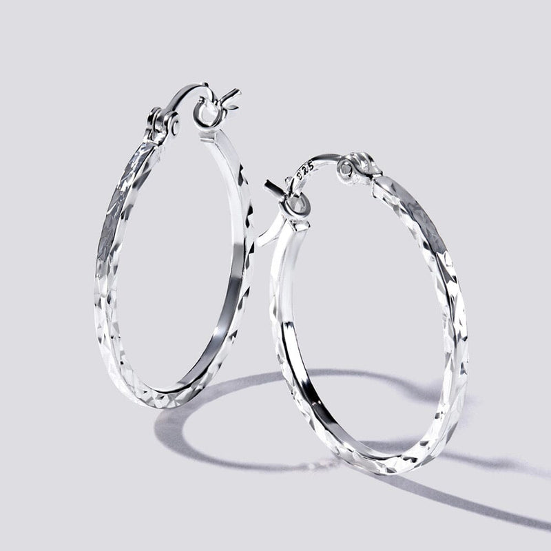 Diamond Cut Hoop Earrings in Sterling Silver Bevilles Jewellers 
