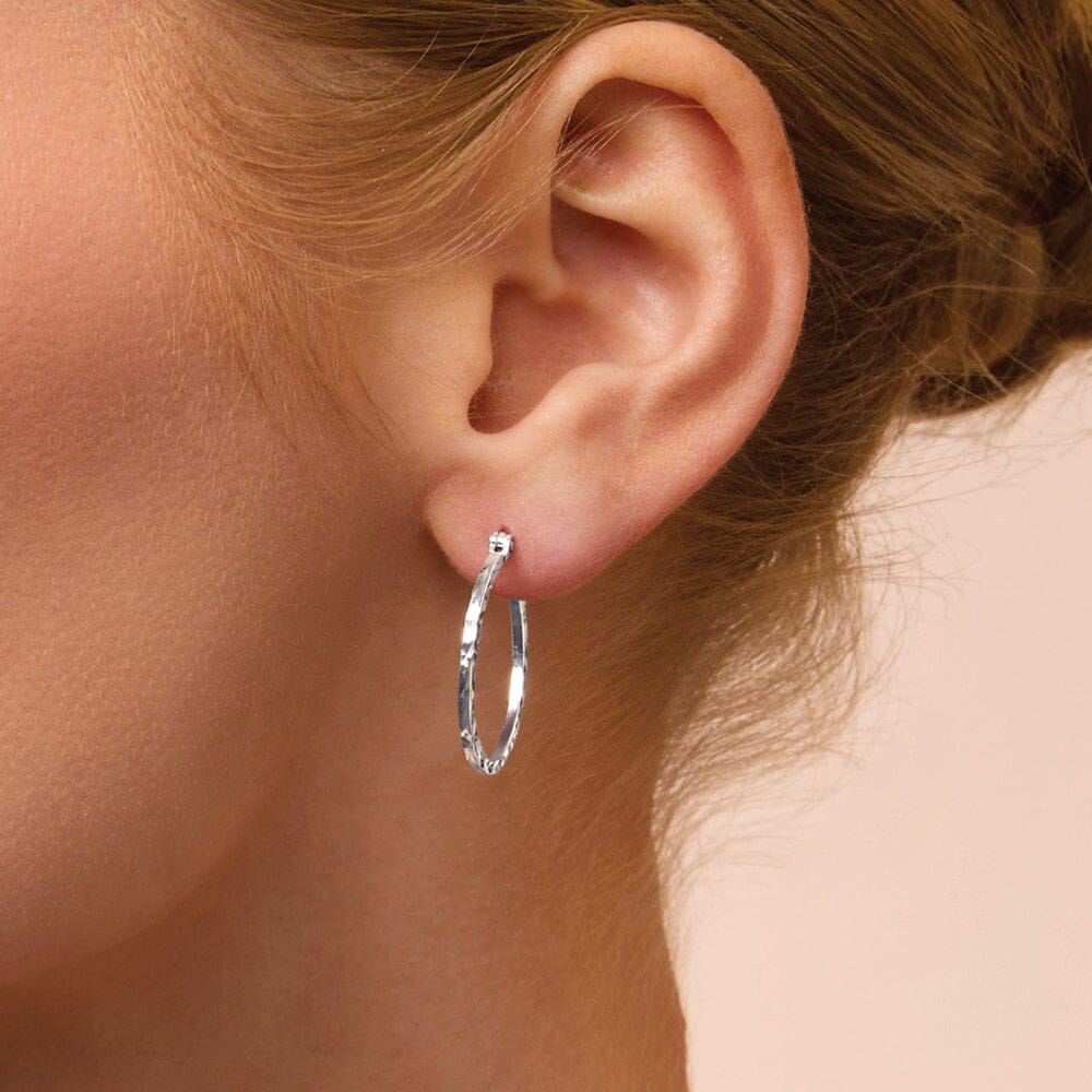 Diamond Cut Hoop Earrings in Sterling Silver Earrings Bevilles 
