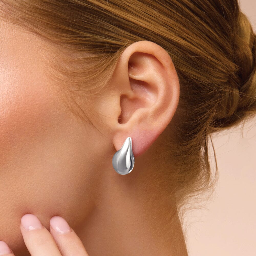 Teardrop Stud Earrings in Sterling Silver Earrings Bevilles Jewellers 