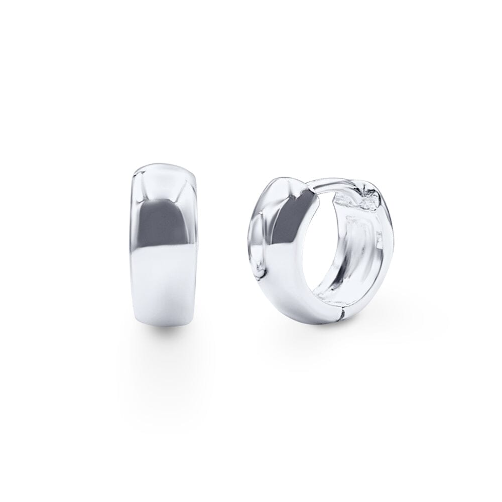 Round Huggie Earrings in Sterling Silver Bevilles Jewellers 