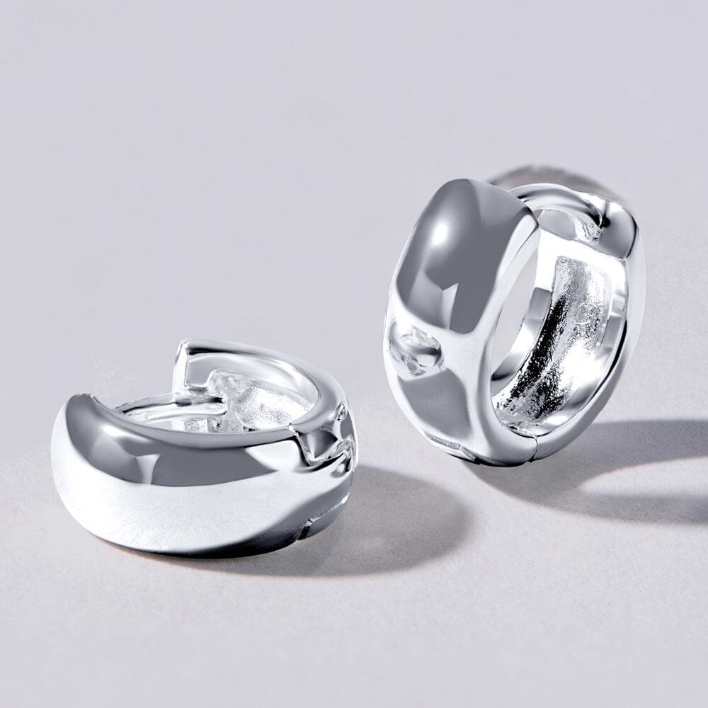 Round Huggie Earrings in Sterling Silver Bevilles Jewellers 