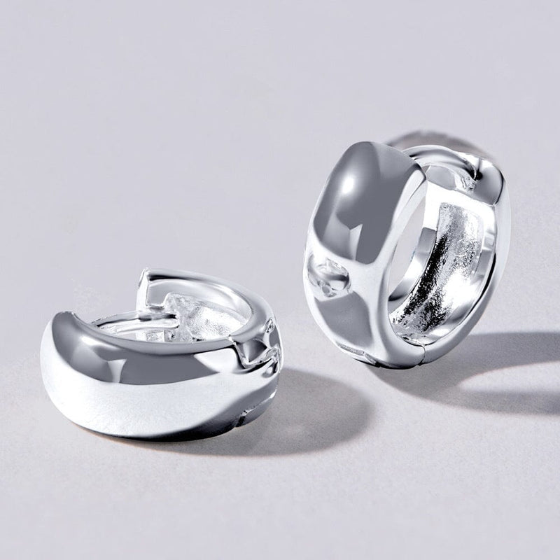 Round Huggie Earrings in Sterling Silver Bevilles Jewellers 