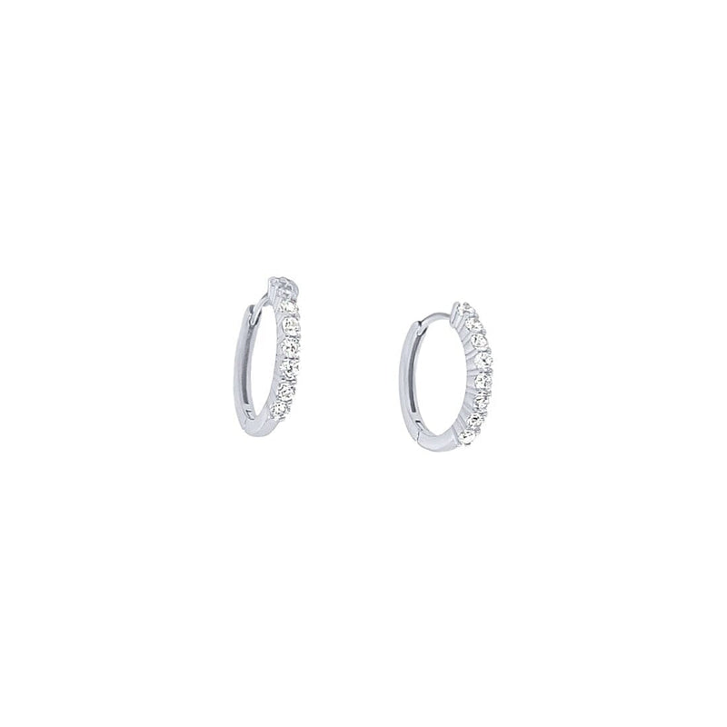 15mm Claw Hoop Earrings with Cubic Zirconia in Sterling Silver Earrings Bevilles 
