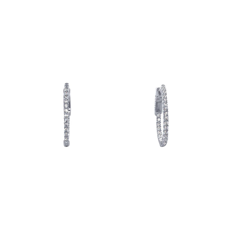 Oval Hoop Earrings with Cubic Zirconia in Sterling Silver Earrings Bevilles 