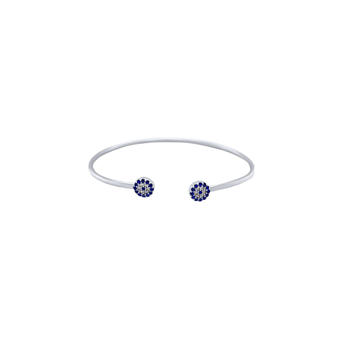 Evil Eye Bangle with Cubic Zirconia in Sterling Silver
