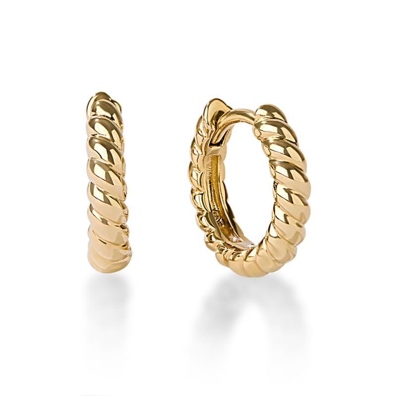 Mini Croissant Huggie Earrings in 18kt Gold Plated Sterling Silver Earrings Bevilles 