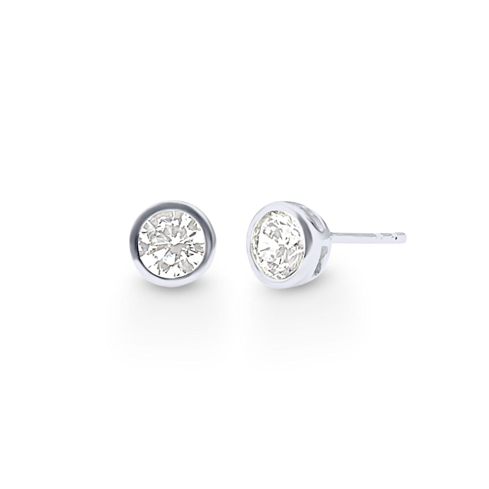 Bezel Stud Earrings with Cubic Zirconia in Sterling Silver Bevilles Jewellers 
