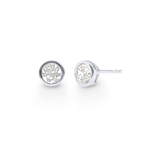 Bezel Stud Earrings with Cubic Zirconia in Sterling Silver Bevilles Jewellers 