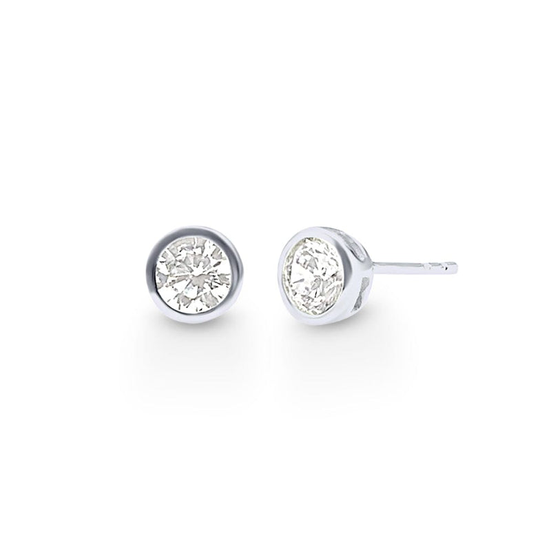 Bezel Stud Earrings with Cubic Zirconia in Sterling Silver Bevilles Jewellers 