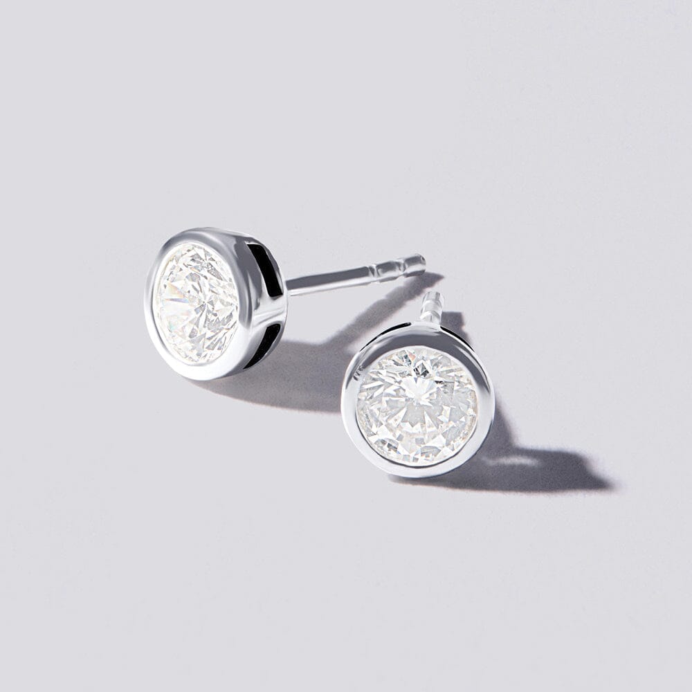 Bezel Stud Earrings with Cubic Zirconia in Sterling Silver Bevilles Jewellers 