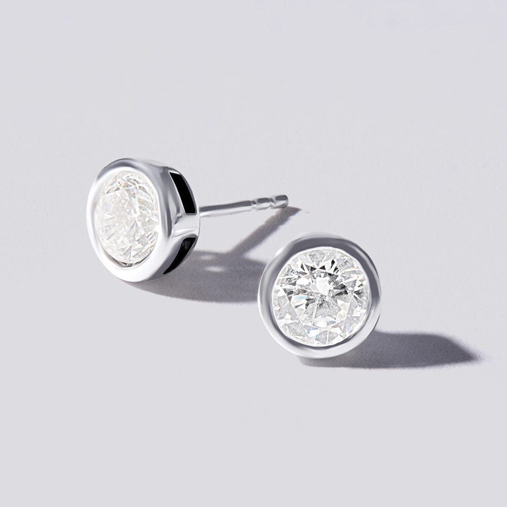 Bezel Stud Earrings with Cubic Zirconia in Sterling Silver Bevilles Jewellers 