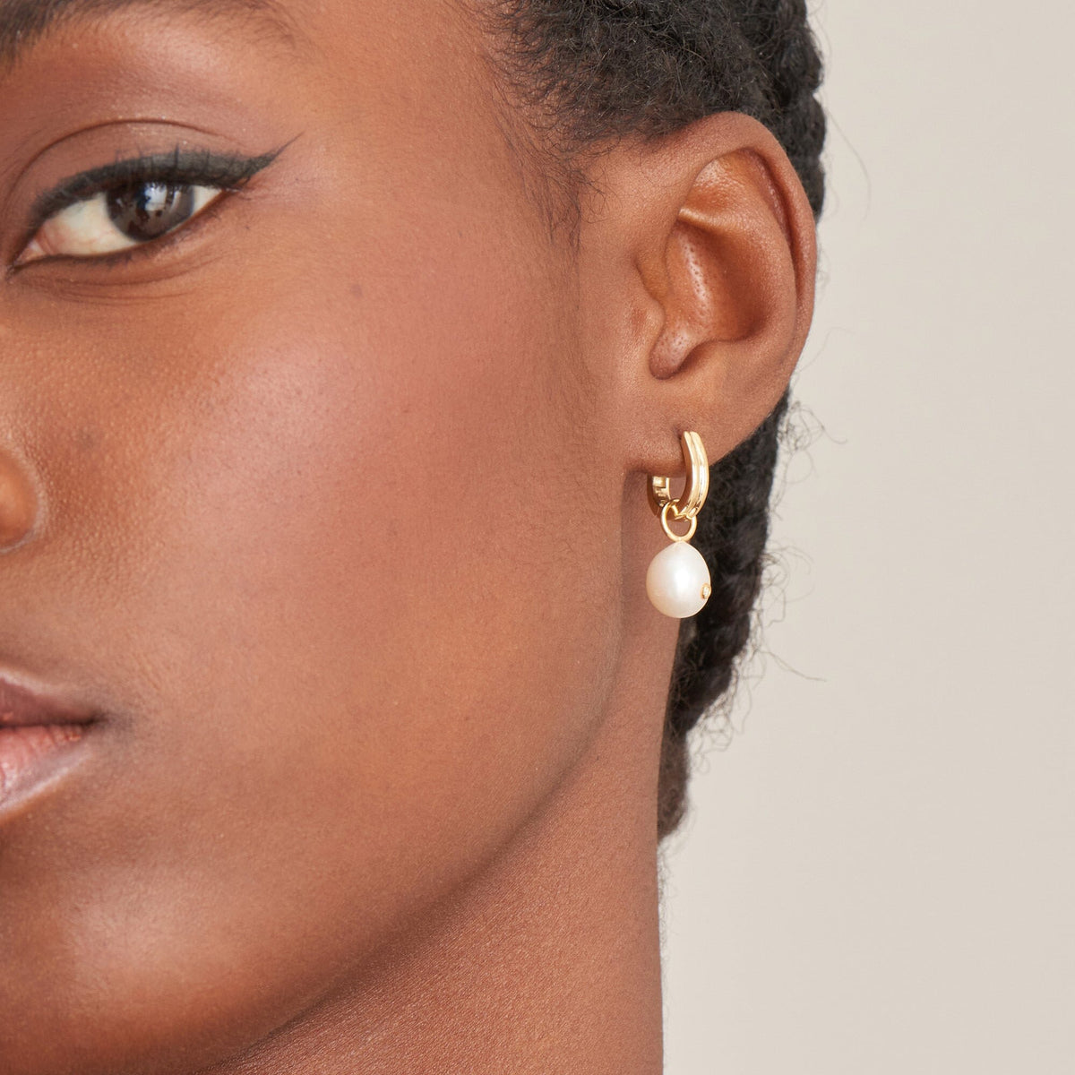 Ania Haie Gold Pearl Drop Sparkle Huggie Hoop Earrings Earrings Ania Haie 