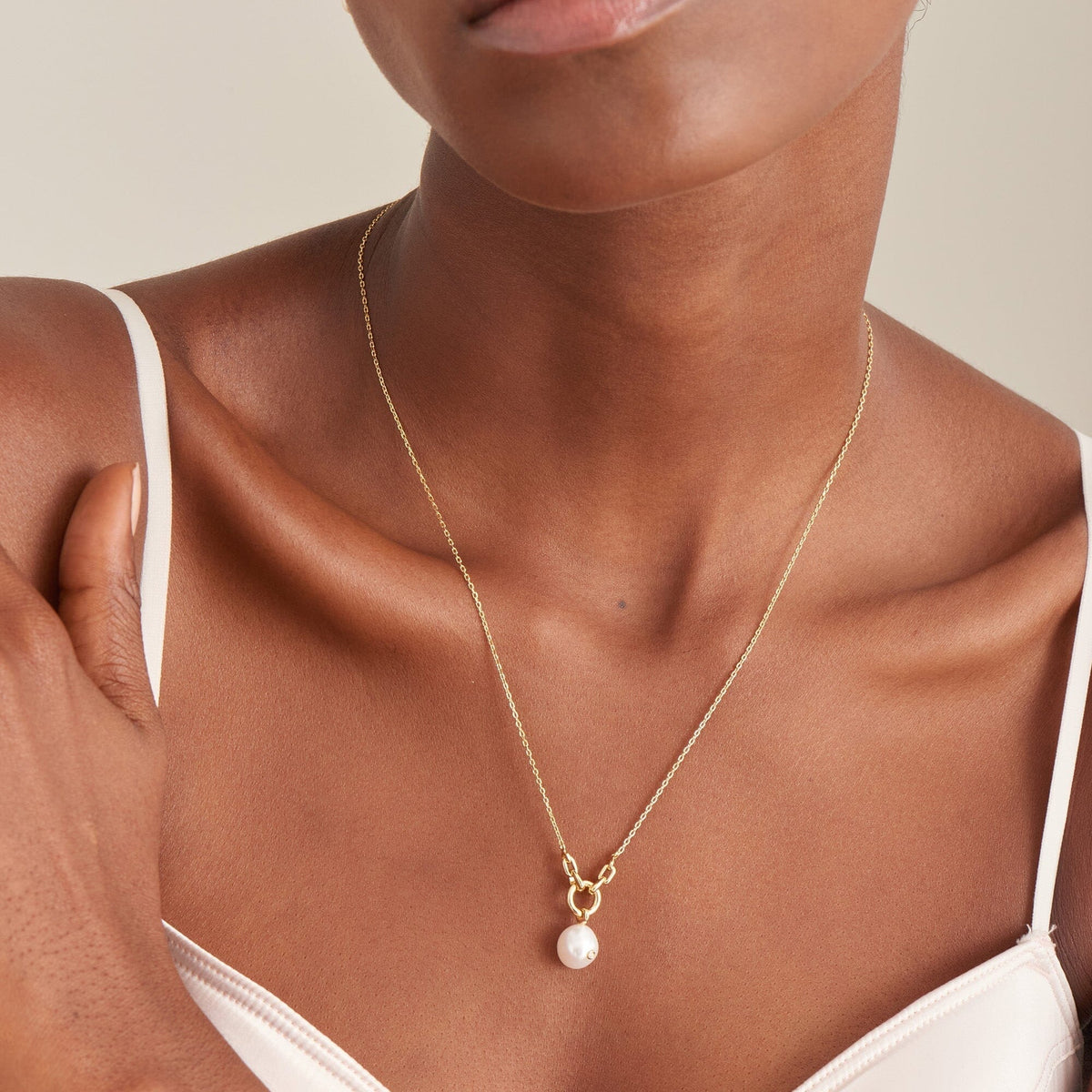Ania Haie Gold Pearl Sparkle Pendant Necklace Necklaces Ania Haie 