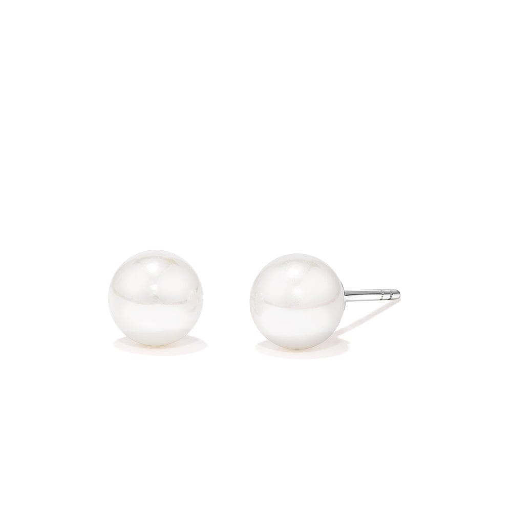 6mm Shell Pearl Stud Earrings in Sterling Silver Earrings Bevilles 