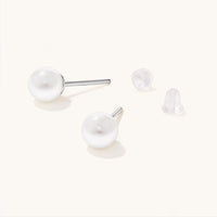 6mm Shell Pearl Stud Earrings in Sterling Silver Earrings Bevilles 