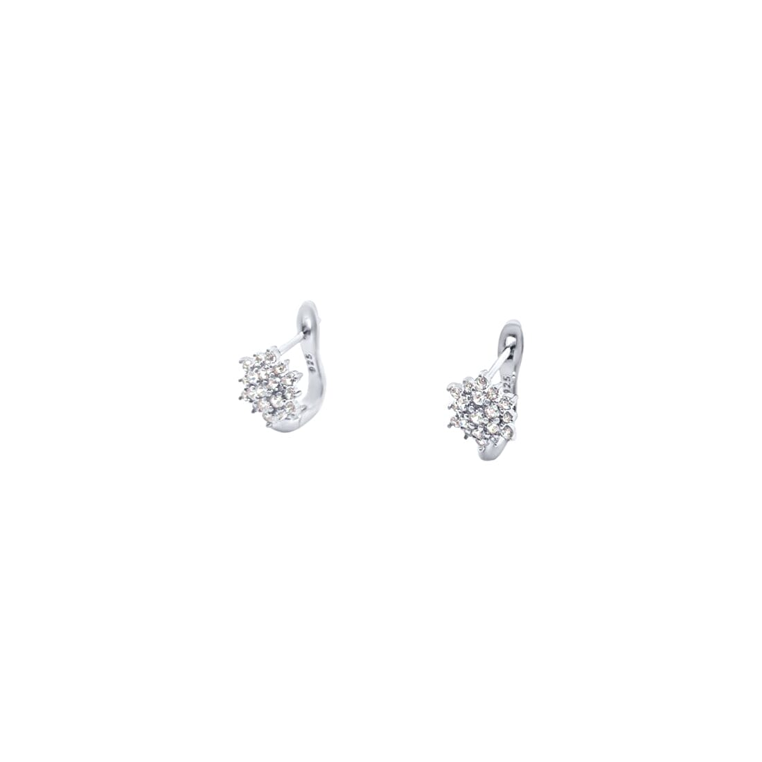 Flower Cluster Stud Earrings with Cubic Zirconia in Sterling Silver Earrings Bevilles 