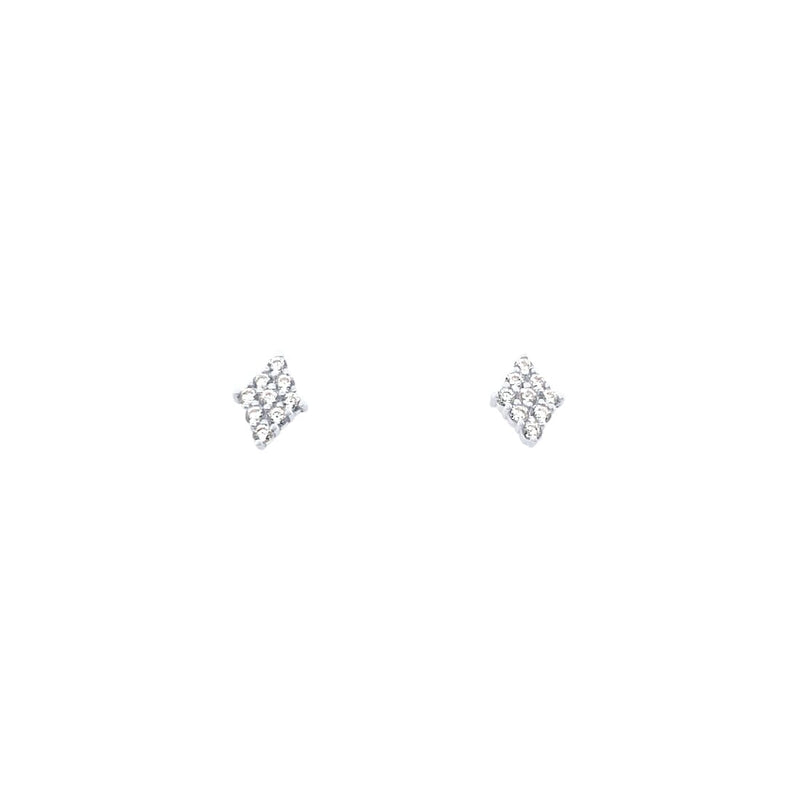 Diamond Shaped Stud Earrings with Cubic Zirconia in Sterling Silver Earrings Bevilles 