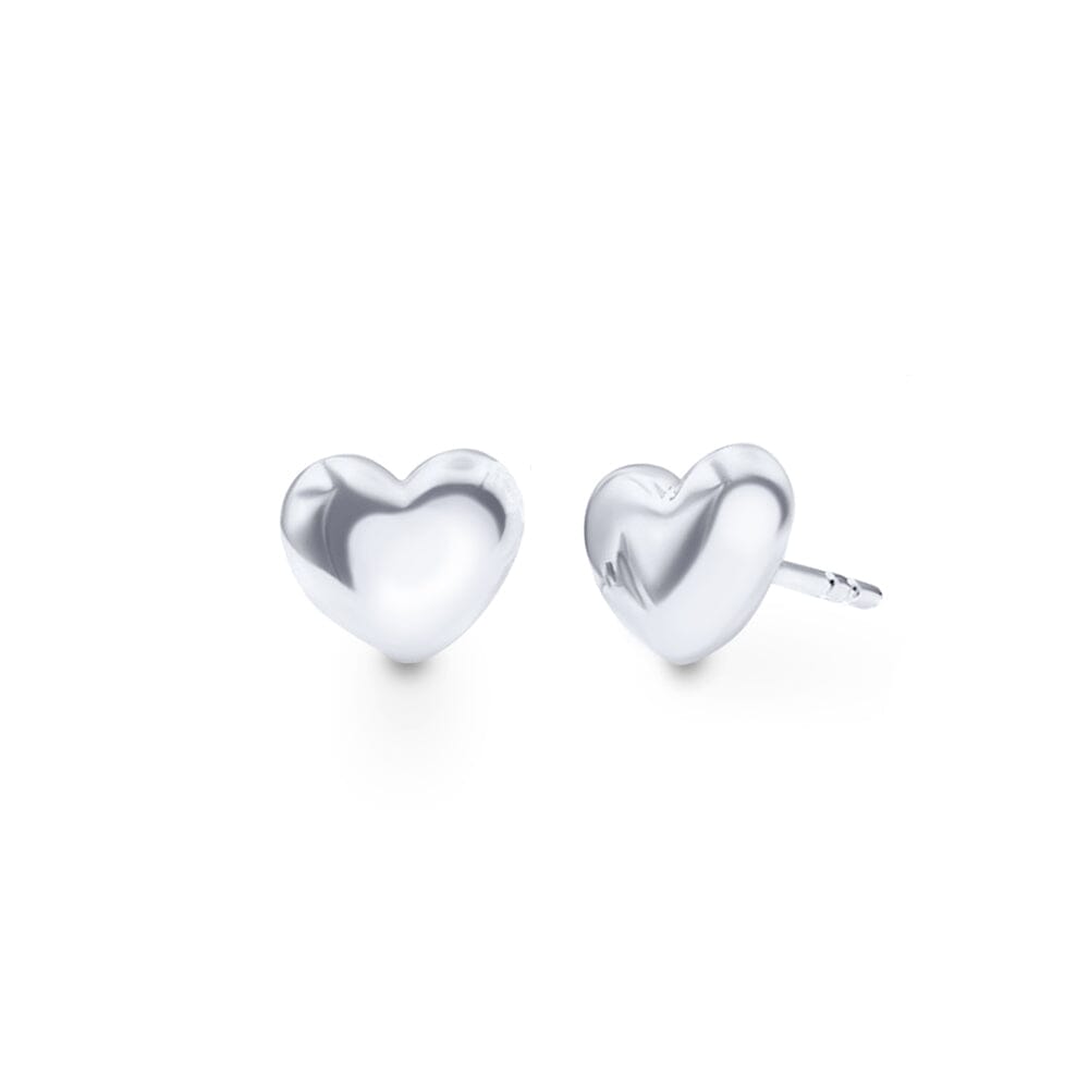 Heart Puff Stud Earrings in Sterling Silver Earrings Bevilles Jewellers 