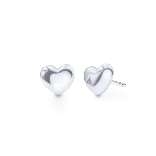 Heart Puff Stud Earrings in Sterling Silver Earrings Bevilles Jewellers 