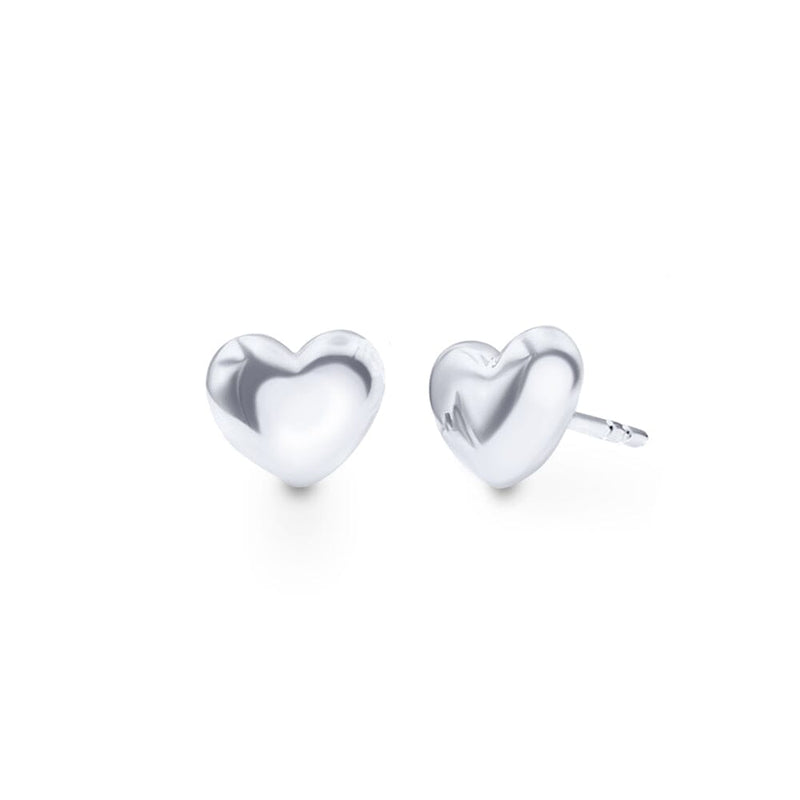 Heart Puff Stud Earrings in Sterling Silver Earrings Bevilles Jewellers 