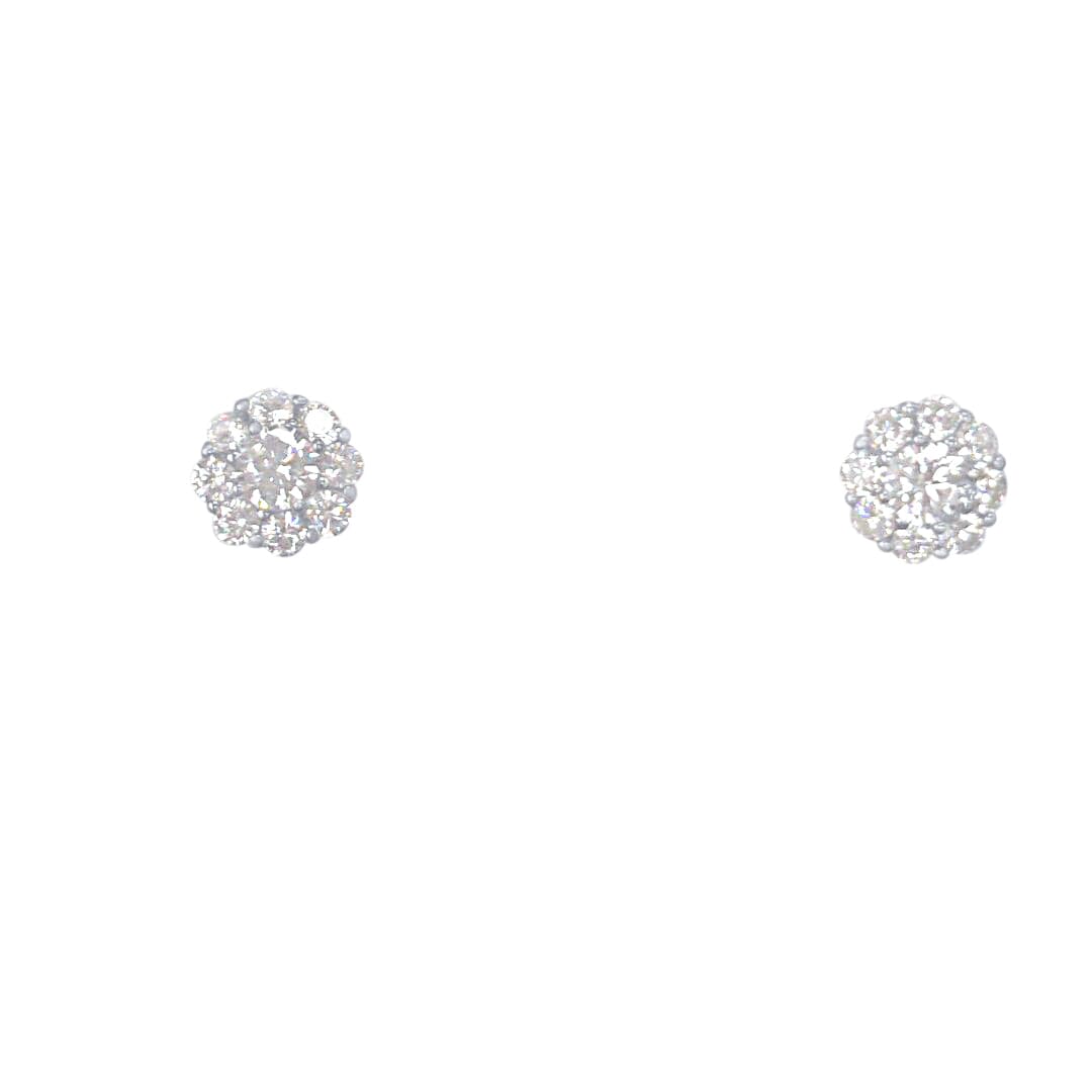 Flower Cluster Stud Earrings with Cubic Zirconia in Sterling Silver Earrings Bevilles 