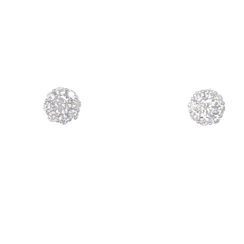 Flower Cluster Stud Earrings with Cubic Zirconia in Sterling Silver Earrings Bevilles 