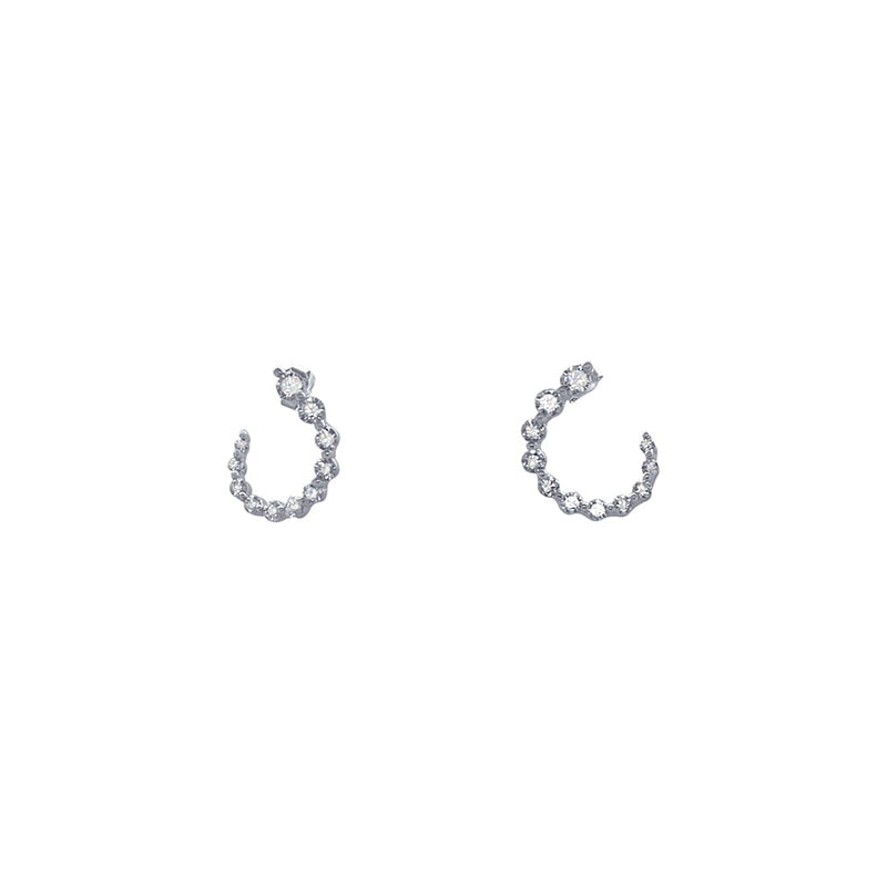 19mm Open Circle Stud Earrings with Cubic Zirconia in Sterling Silver Earrings Bevilles 