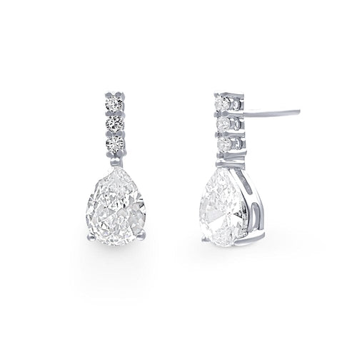 Drop Stud Earrings with Cubic Zirconia in Sterling Silver Bevilles Jewellers 