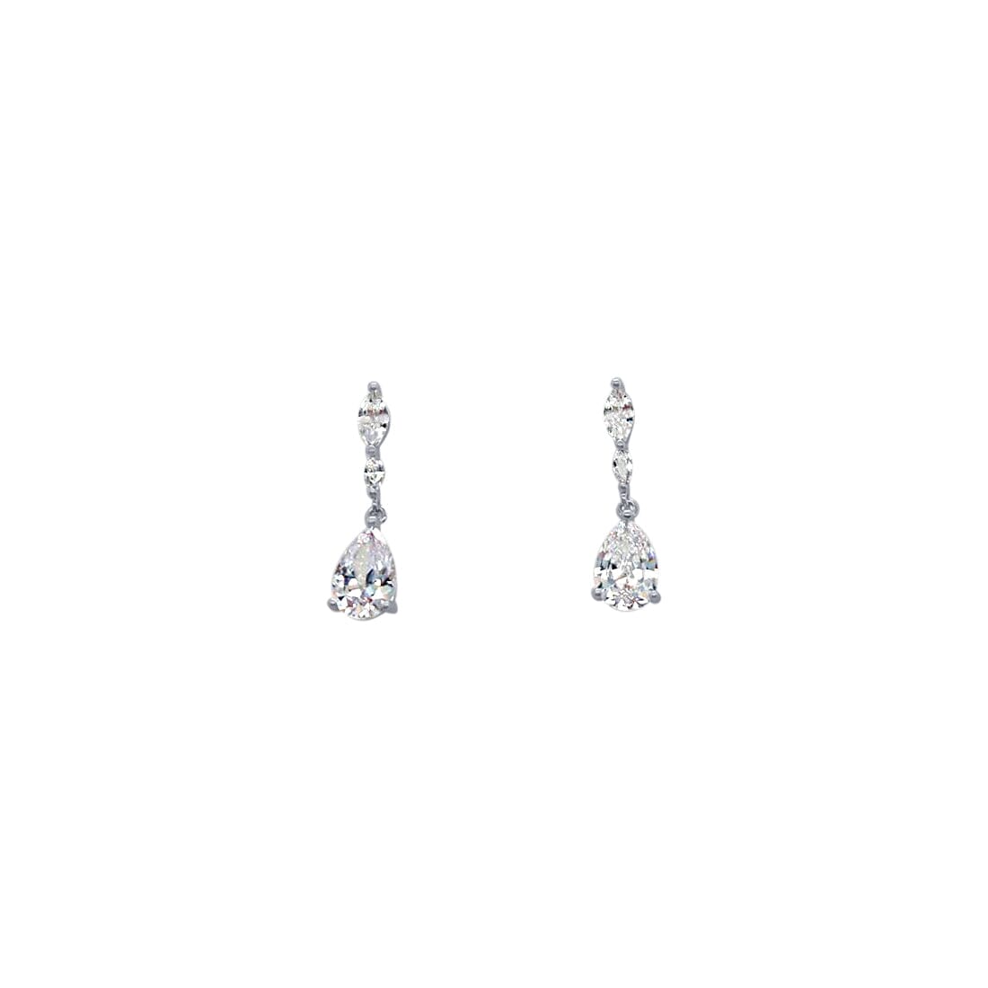 Pear and Marquise Drop Earrings with Cubic Zirconia in Sterling Silver Earrings Bevilles 