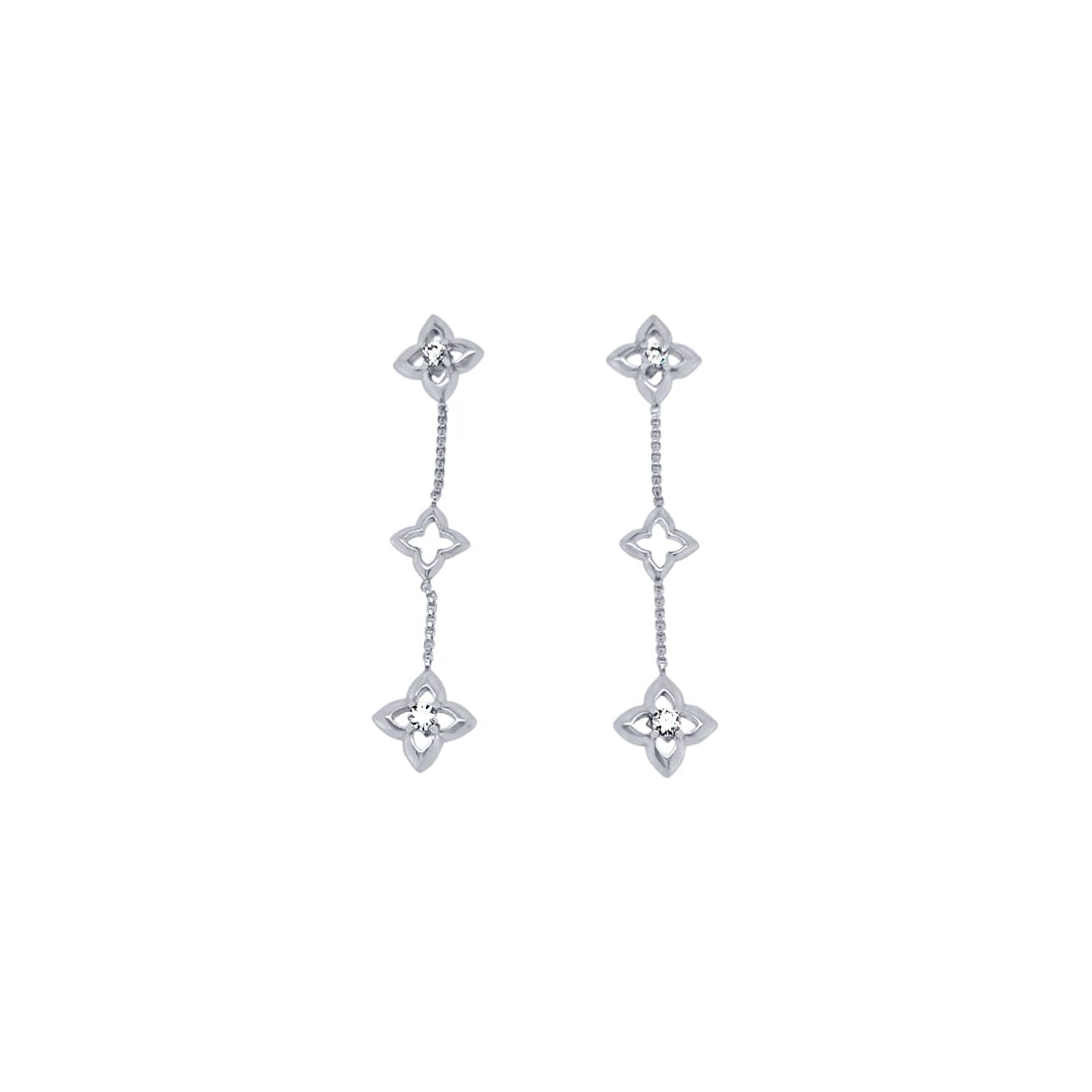 Flower Drop Earrings with Cubic Zirconia in Sterling Silver Earrings Bevilles 