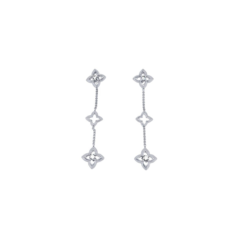 Flower Drop Earrings with Cubic Zirconia in Sterling Silver Earrings Bevilles 