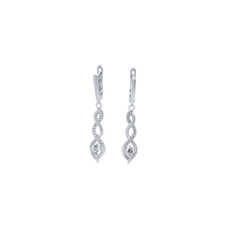 Swirl Fancy Drop Earrings with Cubic Zirconia in Sterling Silver Earrings Bevilles 