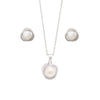 Synthetic Pearl Stud Earrings and Necklace With Cubic Zirconia Set in Sterling Silver Jewellery Sets Bevilles 