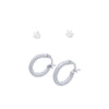 Plain Round Hoop and Stud Earring Set with Cubic Zirconia in Sterling Silver Jewellery Set Bevilles 