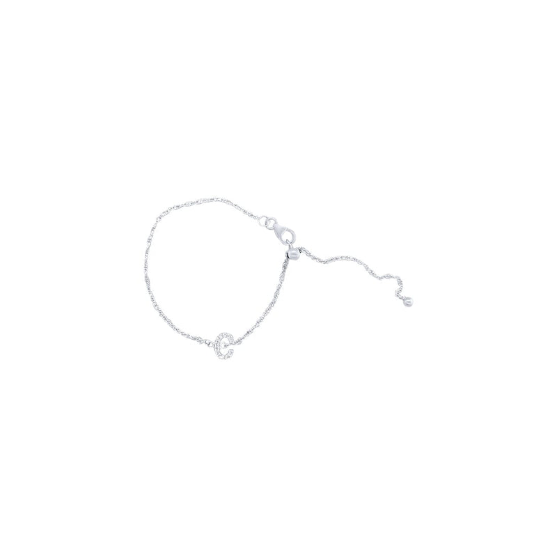 19cm Initial C Bracelet with Cubic Zirconia in Sterling Silver Bracelets Bevilles 