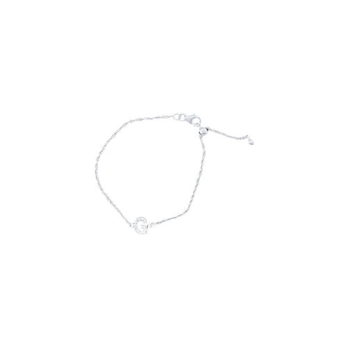 19cm Initial G Bracelet with Cubic Zirconia in Sterling Silver Bracelets Bevilles 