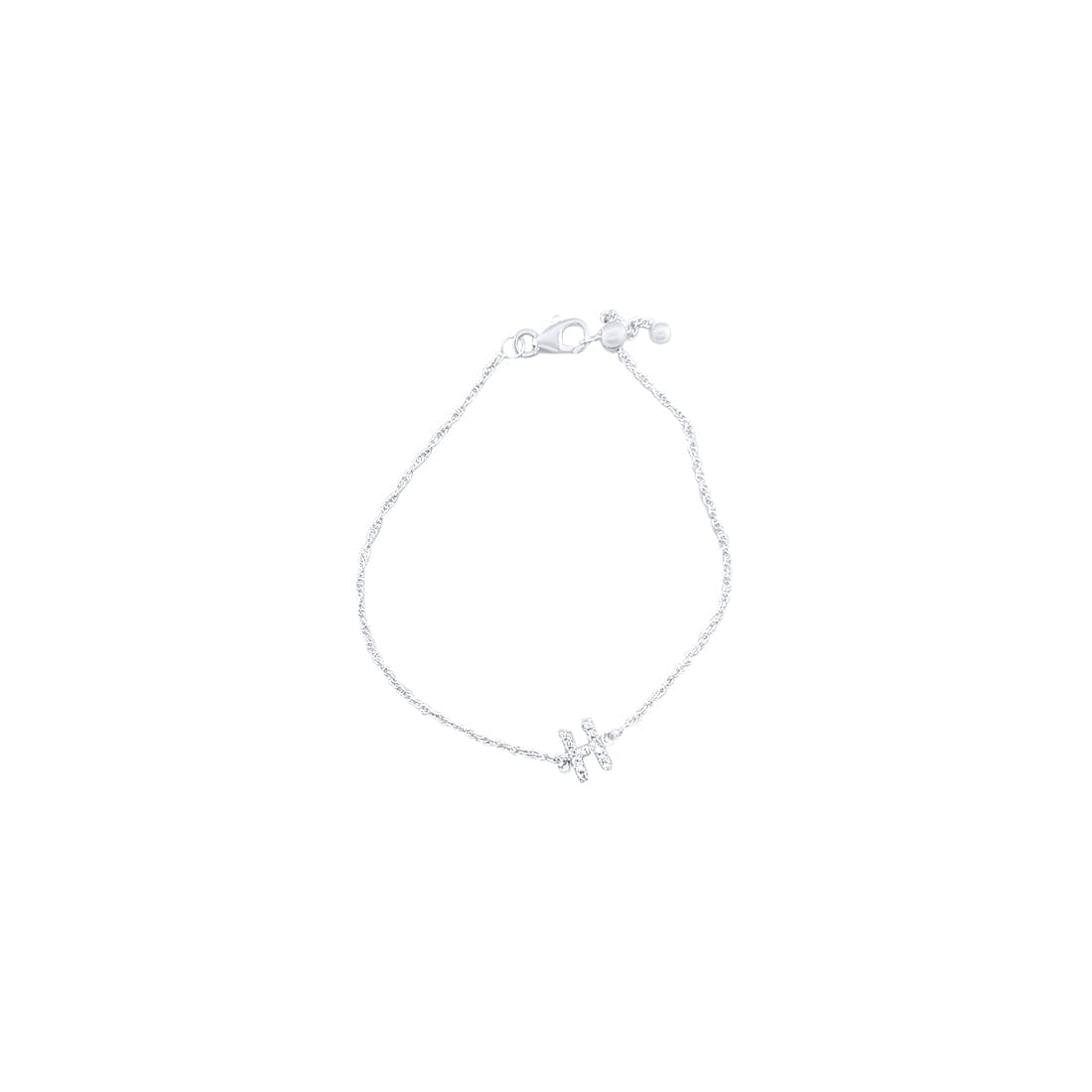 19cm Initial H Bracelet with Cubic Zirconia in Sterling Silver Bracelets Bevilles 