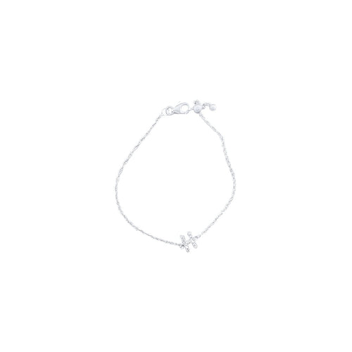 19cm Initial H Bracelet with Cubic Zirconia in Sterling Silver Bracelets Bevilles 