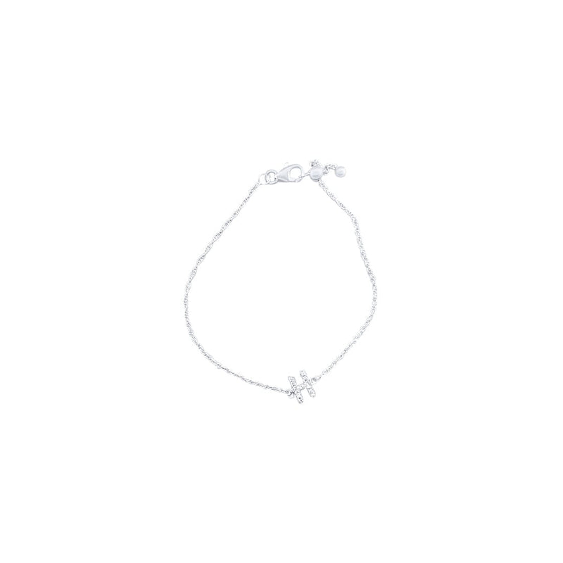 19cm Initial H Bracelet with Cubic Zirconia in Sterling Silver Bracelets Bevilles 