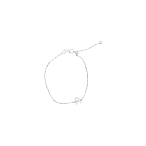 19cm Initial R Bracelet with Cubic Zirconia in Sterling Silver Bracelets Bevilles 