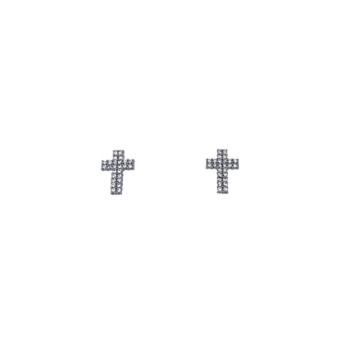 Cross Stud Earrings with Cubic Zirconia in Sterling Silver Earrings Bevilles 