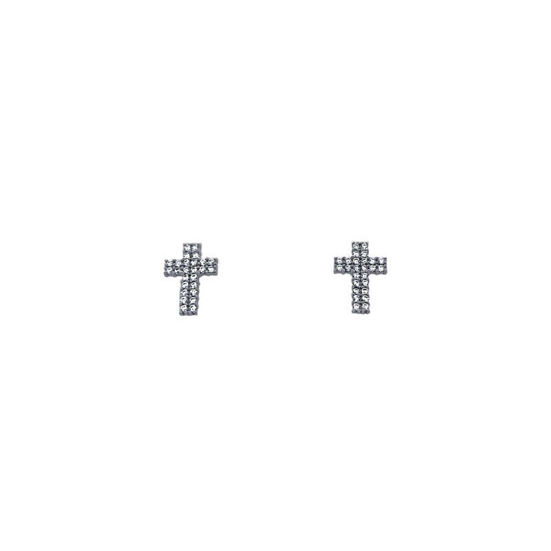 Cross Stud Earrings with Cubic Zirconia in Sterling Silver Earrings Bevilles 