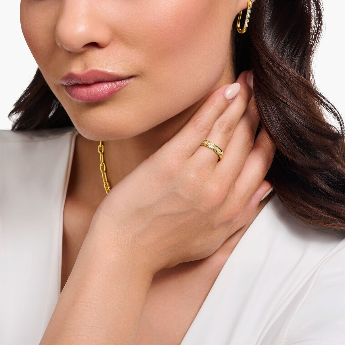 THOMAS SABO Golden Band Ring with White Zirconia Rings Thomas Sabo 