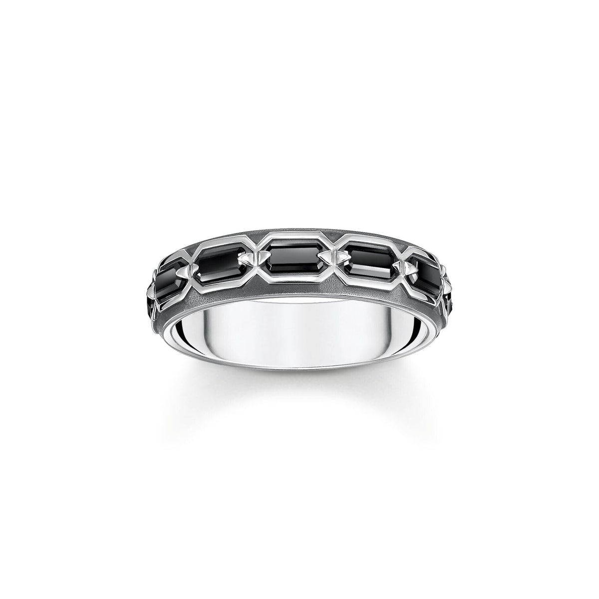 THOMAS SABO Ring Crocodile Shell with Stones Silver Blackened Rings Thomas Sabo 