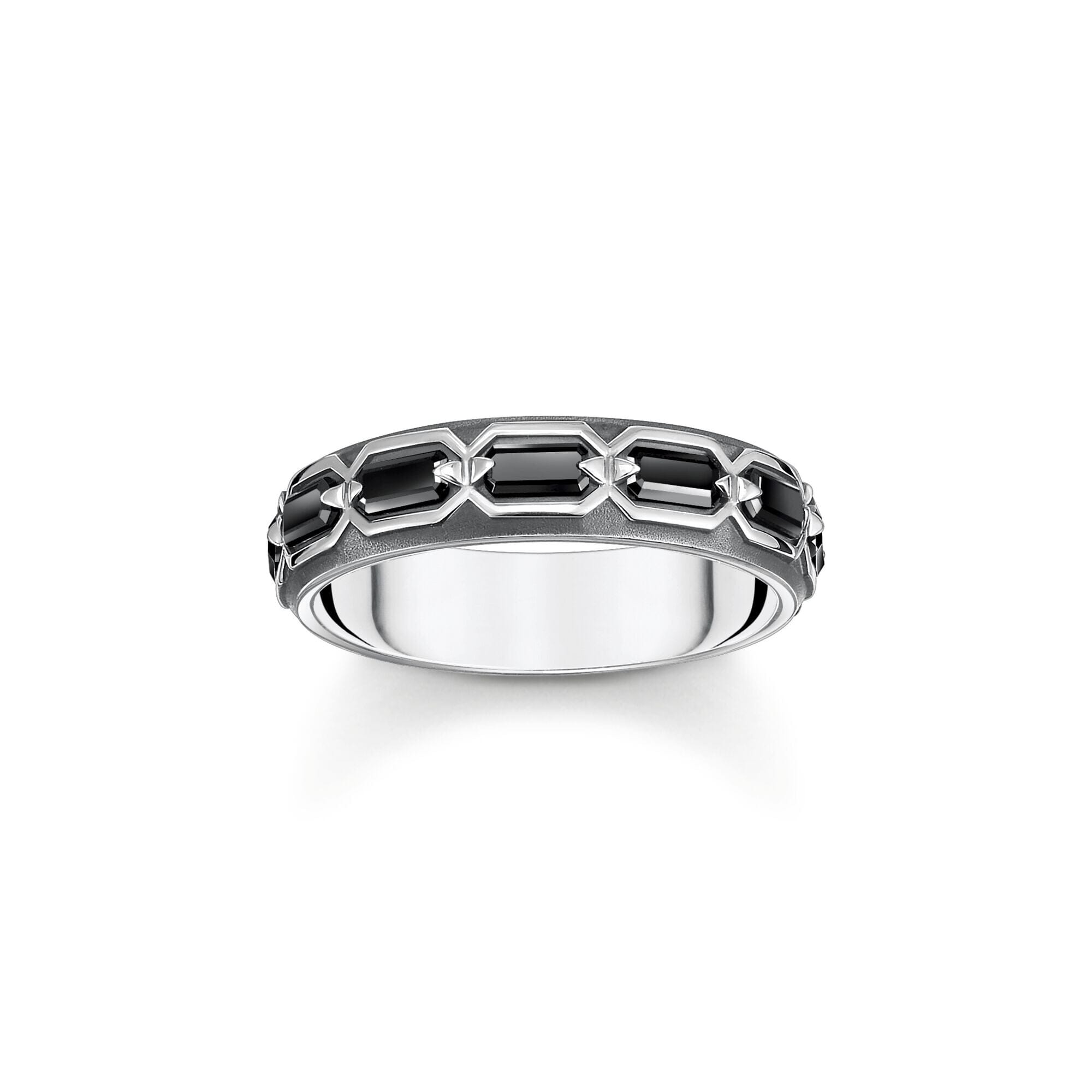THOMAS SABO Ring Crocodile Shell with Stones Silver Blackened Rings Thomas Sabo 
