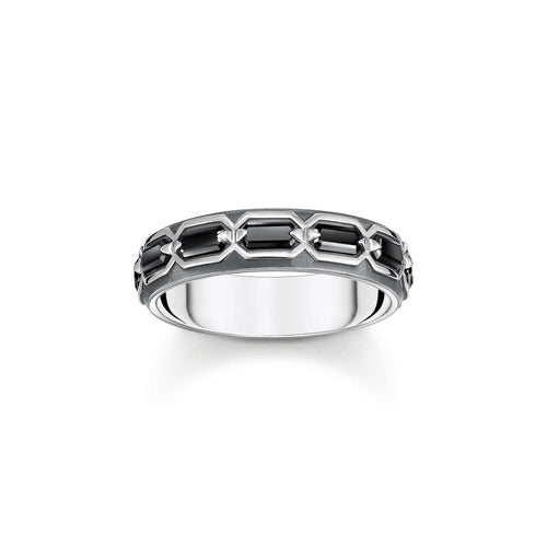 THOMAS SABO Ring Crocodile Shell with Stones Silver Blackened Rings Thomas Sabo 