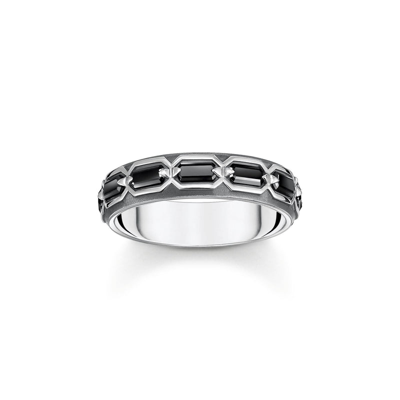 THOMAS SABO Ring Crocodile Shell with Stones Silver Blackened Rings Thomas Sabo 